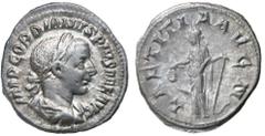 Roman Silver & Bronze Coins - Imperial GORDIAN III, (A.D. 238-244), silver denarius, (3.49 g), issued in 241, obv. IMP GORDIANVS PIVS FEL AVG, laureated bust draped and cuirassed to right, rev. LAETIT