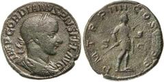 Roman Silver & Bronze Coins - Imperial GORDIAN III, (A.D. 238-244), AE sestertius, (18.90 g), issued 241-242, Rome mint, obv. laureate bust to right of Gordian III, draped and cuirassed, around IMP GO