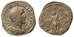 Roman Silver & Bronze Coins - Imperial PHILIP I, (A.D. 244-249), AE sestertius, Rome mint, issued A.D. 244-245, (18.64 g), obv. laureate bust of Philip I to right draped and cuirassed, around IMP M IV