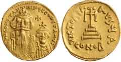 Ancient Gold Coins HERACLIUS, with Heraclius Constantine, (610-641), gold solidus, Constantinople mint, issued 629-631, (4.48 g), Officina A, obv. facing busts of Heraclius and Heraclius Constantine, 