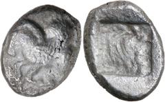 Greek Silver & Bronze Coins LYCIA, Dynasts of Lycia. Uncertain mint, c500-440 BC. silver Stater (9.14 g). obv. Pegasos flying left, T letter on rump. rev. forepart of boar within framed incuse square,