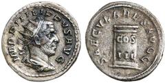 Roman Silver & Bronze - Imperial PHILIP I, (A.D. 244-249), silver antoninianus, Rome mint, (3.50 g), 5th officina, issued 249, obv. radiate, draped and cuirassed bust of Philip to right, around IMP PH