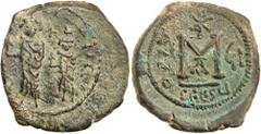 Byzantine Silver & Bronze Coins HERACLIUS, with Heraclius Constantine, (610-641), AE folles 29mm, (12.12, 13.81 g), Seleucia Isauriae mint, 1st officina, dated RY 7 (616/7), obv. Crowned and draped bu