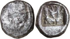 Greek Silver & Bronze Coins LYCIA, uncertain dynast, proto-dynastic perod, (c.520-470 B.C.), silver stater, (9.48 g), obv. forepart of a boar to right, perhaps a Lycian letter on its shoulder, rev. sq