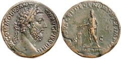 Roman Silver & Bronze - Imperial COMMODUS, (A.D. 177-192), AE sestertius, Rome mint, issued A.D. 185, (29.87 g), obv. laureate head of Commodus to right, around M COMMODVS ANT ON AVG PIVS BRIT, rev. a