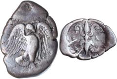 Greek Silver & Bronze Coins - Celtic - Susanian PELOPONNESOS, Elis, Olympia, 87th-90th Olympiad, (struck c.432-420 B.C., silver stater, (11.52 g), obv. eagle standing right with its wings spread, gras