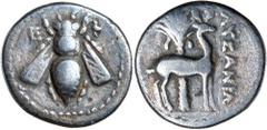 Greek Silver & Bronze Coins - Celtic - Susanian IONIA, Ephesos, (202-c.150 B.C.), silver drachm, (3.89 g), obv. bee with straight wings dividing E - **F*, dotted border, rev. stag standing to right, p