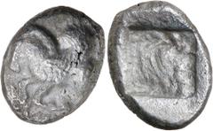 Greek Silver & Bronze Coins - Celtic - Susanian LYCIA, Dynasts of Lycia. Uncertain mint, c500-440 BC. silver Stater (9.14 g). obv. Pegasos flying left, T letter on rump. rev. forepart of boar within f