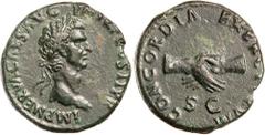 Roman Silver & Bronze Coins - Imperial - Augustus - J NERVA, (A.D. 96-98), AE as, Rome Mint, issued A.D. 96, (12.40 g), obv. laureate head of Nerva to right, around IMP NERVA CAES AVG P M TR P COS II 