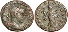 Roman Silver & Bronze Coins - Imperial - Severus Alex VOLUSIAN, (A.D. 251-253), AE as, Rome mint, issued 252, (10.82 g), obv. laureate bust draped to right of Volusian, around IMP CAE C VIB VOLVSIANO 