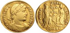 Ancient Gold Coins - Roman JOVIAN, (A.D. 363-364), gold solidus, Constantinople Mint, issued 363, (4.12 g), obv. diademed draped and cuirassed bust to right, around D N IOVIAN VS P F PERP AVG, rev. VO