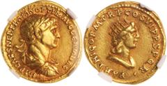 Ancient Gold Coins - Roman Trajan, (A.D. 98-117), gold aureus, 19mm, (7.17 g), issued in Rome, 116-117, obv. IMP CAES NER TRAIAN OPTIM AVG GERM DAC, laureate, draped and cuirassed bust of Trajan right