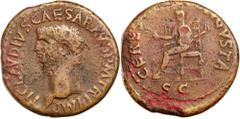 Roman Silver & Bronze Coins - Imperial Claudius, (A.D. 41-54), AE dupondius, Rome mint, issued 41-42, (12.37 g), obv. bare head of Claudius to left, around TI CLAVDIVS CAESAR AVG PM TR P IMP, rev. CER