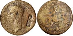 Roman Silver & Bronze Coins - Imperial Nero Claudius Drusus, (Claudius's father) (died 9 B.C.), posthumous issue struck by Claudius, (A.D. 41-2), AE sestertius, (24.62 g), with obverse countermark NCA
