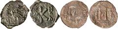 Byzantine Silver & Bronze Coins Constans II, (A.D. 641-668) with Constantine IV, AE folles, Constantinople mint, various dated 2-8, 11, 12, 14, 15 some as partially dated issues (S.1000, 1007, 1010, 1