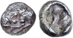 Greek Silver & Bronze Coins LYDIA, Persian Imperial Coinage, Kingdom of, Kroisos (Croesus), (c.564/563-550/539 B.C.), silver one twentyfourth (1/24) stater, (0.37 g), Sardes mint?, obv. confronting fo