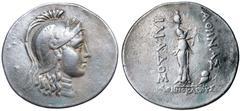 Greek Silver & Bronze Coins TROAS, Ilion, silver tetradrachm, 37mm, (c.188-133 B.C.), (16.44 g), obv. helmeted head of Athena to right, rev. Athena Ilias standing right, holding distaff and filleted s