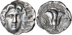 Greek Silver & Bronze Coins CARIAN ISLANDS, Rhodes, (mid-late 220's B.C.), silver tetradrachm, (13.32 g), Tharsytas magistrate, obv. radiate head of Helios three-quarter face to right with hair loose,