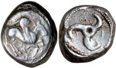Greek Silver & Bronze Coins LYCIA, Dynast of Lycia, an uncertain ruler but attributed to Khinakha, (c.500-460 B.C.), silver stater, (9.84 g), Xanthos mint?, obv. Pegasos to right on round shield, Lyci