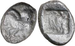 Greek Silver & Bronze Coins LYCIA, Dynasts of Lycia. Uncertain mint, (c.500-440 B.C.), silver Stater (9.14 g). obv. Pegasos flying left, T letter on rump. rev. forepart of boar within framed incuse sq