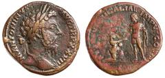 Roman Silver & Bronze Coins - Imperial MARCUS AURELIUS, (A.D. 161-180), AE sestertius, Rome mint, issued December 172-173, (21.39 g), obv. laureate head of Marcus Aurelius to right, around M ANTONINVS