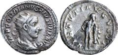 Roman Silver & Bronze Coins - Imperial GORDIAN III, (A.D. 238-244), silver antoninianus, Rome mint, (4.06 g), obv. radiate draped and cuirassed bust to right, around IMP GORDIANVS PIVS FEL AVG, rev. V