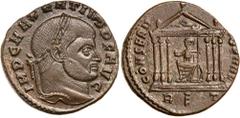 Roman Silver & Bronze Coins - Imperial MAXENTIUS, (A.D. 306-312), AE follis, Rome Mint, issued 310-311, (6.25 g), obv. laureate head right, rev. Roma seated left within a hexastyle temple, (S.14988, R