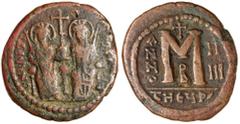 Byzantine Silver & Bronze Coins ANASTASIUS I, (A.D. 491-518), AE follis (large module), issued 512-517, Constantinople mint, (16.97 g), obv. diademed draped bust to right, DN ANASTA SIVS AVC, rev. M o