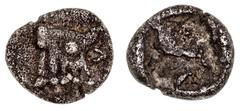Greek Silver & Bronze Coins Ionia or Lycia, uncertain mint, (c.550-500 B.C.), silver trihemiobol (1.07 g), obv. head of a calf to left, with his neck truncation marked off by a band of pellets at neck