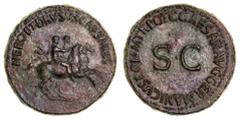 Roman Silver & Bronze Coins - Imperial Gaius (Caligula), an issue in honour of his deceased brothers Nero and Drusus, (A.D. 37-41), AE dupondius, Rome mint, issued A.D. 37-38, (14.52 g), obv. Nero and