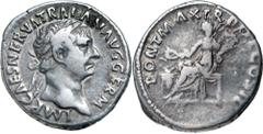 Roman Silver & Bronze Coins - Imperial Trajan, (A.D. 98-117), silver denarius, issued 99, Rome mint, (3.58 g), obv. laureate head of Trajan right, around IMP CAES NERVA TRAIAN AVG GERM, rev. Concordia