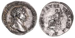 Roman Silver & Bronze Coins - Imperial Trajan, (A.D. 98-117), an issue in honour of his deceased father, silver denarius, Rome mint, struck in 115 A.D., (2.98 g), obv. laureate bust of Trajan, draped 