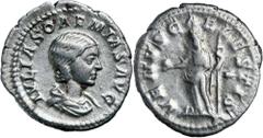 Roman Silver & Bronze Coins - Imperial Julia Maesa, grandmother of Elagabalus, (218-222 A.D.), silver denarius (3.68 g), obv, draped bust right, IVLIA MAESA AVG, rev. arund SAECVLI FELICITAS, Felicita