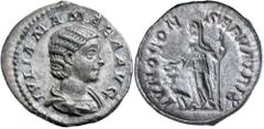 Roman Silver & Bronze Coins - Imperial Julia Mamaea, mother of Severus Alexander, (A.D.222-235), silver denarius, Rome Mint, (3.49 g), obv. draped bust to right, IVLIA MAMAEA AVG, rev. IVNO CONSERVATR
