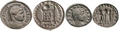 Roman Silver & Bronze Coins - Imperial Constantine I, (A.D. 307-337), AE follis, issued 322-323, Trier Mint, (3.34 g), obv. helmeted cuirassed bust to right of Constantine, around CONSTAN TINVS AVG, r