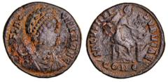 Roman Silver & Bronze Coins - Imperial Aelia Flaccilla, wife of Theodosius I, (died A.D. 386), AE double centenionalis or maiorina, Constantinople mint, issued A.D. 383, (5.71 g), obv. draped bust of 