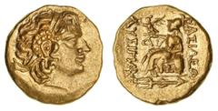 Ancient Gold Coins - Greek Thrace, Kingdom of, Lysimachos, (323-281 B.C.), gold stater, (8.22 g), Istrus mint, posthumous issue c.88-86 B.C., obv. diademed head of Alexander the Great to right, wearin