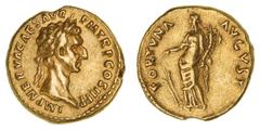 Ancient Gold Coins - Roman Nerva, (A.D. 96-98), gold aureus, Rome Mint, issued A.D. 96, (7.31 g), obv. laureate head of Nerva to right, around IMP NERVA CAES AVG P M TR P COS II P P, rev. around FORTV