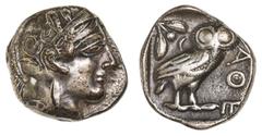 Greek Silver & Bronze Coins Attica, Athens, base metal silver plated tetradrachm, struck (406-404 B.C.), (14.90 g), BMC 61 (p.7), Sv. pl.15, 12-18, Starr 12 (p.75, pl.XXIII, 12), ANS MN9 pl.II,6-7, pp