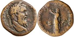 Roman Silver & Bronze Coins - Imperial Pertinax, (A.D. 193), AE sestertius, Rome Mint, issued A.D. 193, (27.15 g), obv. laureate head of bearded Pertinax to right, around IMP CAES P HELV PERTINAX AVG,