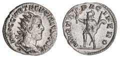 Roman Silver & Bronze Coins - Imperial Trebonianus Gallus, (A.D. 251 - 253), silver antoninianus, Rome Mint, (3.34 g), Antioch mint, issued 253, obv. radiate, draped, cuirassed bust right, around IMP 