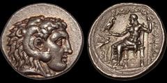 Greek KINGS OF MACEDON. Alexander III 'the Great.' 336-323 B.C. AR tetradrachm. 17.18 gm. 28 mm. Tarsos mint. Struck under Philotas or Philoxenos, 323-317 B.C. Head of Herakles right, wearing lion ski