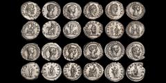 Roman Imperial 12 COINS. THE SEVERAN DYNASTY. An interesting selection of 12 attractive denarii in high grades--Pat Zabel had a good eye for coins and picked for quality. All are fully attributed in p