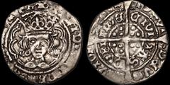 Ireland IRELAND. Henry VII. 1485-1509. AR groat. 1.63 gm. 22 mm. Late portrait issue, IA. Dublin mint. 1496-1505. Facing medieval style bust which breaks the tressure at the bottom / Long cross; CIVIT
