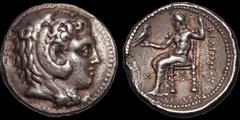 Greek KINGS OF MACEDON. Philip III Arrhidaios. 323-317 B.C. AR tetradrachm. 16.89 gm. 27 mm. Babylon mint. Struck under Perdikkas, circa 323-320 B.C. Head of Herakles right, wearing lion skin / Zeus A