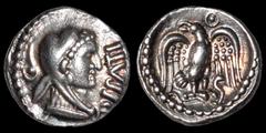 CELTIC BRITAIN. Trinovantes & Catevellauni. Epatticus. Circa A.D. 35-43. AR unit. 1.24 gm. 12 mm. Head of Hercules right wearing lion skin; EPATI around in field right / An eagle standing on a snake, 