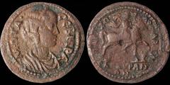 Roman Provincial Otacilia Severa, wife of Philip I. Augusta, AD 244-249. Æ. 6.87 gm. 28 mm. PHRYGIA. Ancyra. Her diademed and draped bust right; Μ ΩΤΑ ΣΕΒΗΡΑ around / Horse and rider-god right, chlamy