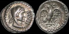 Celtic CELTIC BRITAIN. Catuvellauni. Epaticcus. Circa A.D. 20-40. AR unit. 1.24 gm. 13 mm. Head of Hercules right, EPATI upwards before / Eagle standing right on snake, head left; pellet in annulet to