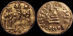 Byzantine BYZANTINE. Heraclius, with Heraclius Constantine and Heraclonas. A.D. 610-641. AV solidus. 4.21 gm. 19 mm. Constantinople mint. Fifth officina. Heraclonas, Heraclius, and Heraclius Constanti