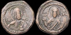 Byzantine BYZANTINE. Romanus IV. 1068-1071. Æ follis (anonymous). 12.15 gm. 27 mm. Bust of Christ Pantokrator facing; IC XC / Facing bust of the Theotokos (Virgin Mary), orans, MP monogram left, ΘV to